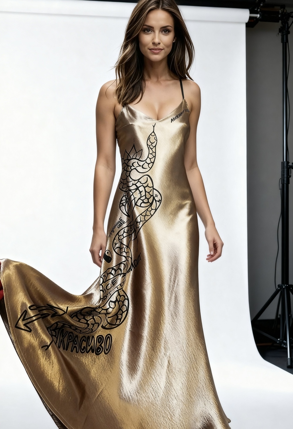Коктейльное платье с татуировками